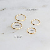 Gold Filled 2 Pair Set of 5mm and 6mm Hoop Earrings 22 GA