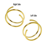 20 GA Gold Filled Double Nose Ring Hoop for Single Piercing Spiral Twist Nose Hoop for Women Girls