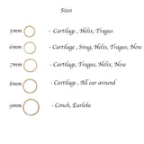 Gold Filled 2 Pair Set of 5mm and 6mm Hoop Earrings 22 GA