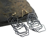 Sterling Silver 925 14K Gold Filled Two Color Dangle Long Drop Circles Earrings, Handmade Jewelry for Women Men