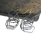 Sterling Silver 925 14K Gold Filled Two Color Dangle Long Drop Circles Earrings, Handmade Jewelry for Women Men