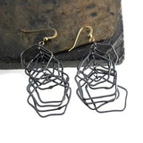 Sterling Silver 925 14K Gold Filled Two Color Dangle Long Drop Circles Earrings, Handmade Jewelry for Women Men