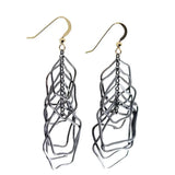 Sterling Silver 925 14K Gold Filled Two Color Dangle Long Drop Circles Earrings, Handmade Jewelry for Women Men