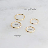 Gold Filled 2 Pair Set of 6mm and 7mm Hoop Earrings 22 GA