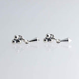 Sterling Silver Stud Earrings with Kite Shaped Component Drop