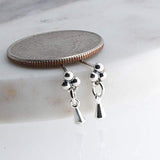 Sterling Silver Stud Earrings with Kite Shaped Component Drop