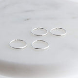 Sterling Silver 2 Pair Same Size Set of 7.5 mm Hoop Earrings gauge 20
