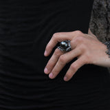 Sterling Silver Cocktail Ring with Dark Green Tahitian Saltwater Pearl