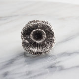 Large Artisan Sterling Silver Flower Ring – Statement 21 mm Band, Hypoallergenic