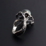 Statement Sterling Silver Ring with Tahitian Saltwater Pearl