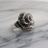 Large Artisan Sterling Silver Flower Ring – Statement 21 mm Band, Hypoallergenic
