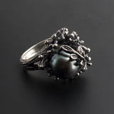 Sol and Venus Saltwater Black Tahitian Pearl Ring in Sterling Silver