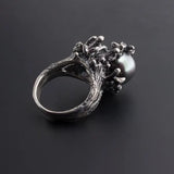 Sol and Venus Saltwater Black Tahitian Pearl Ring in Sterling Silver