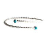 Sol and Venus Sleeping Beauty Turquoise 4mm Double Stone Cuff Bracelet in Sterling Silver