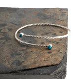 Sol and Venus Sleeping Beauty Turquoise 4mm Double Stone Cuff Bracelet in Sterling Silver