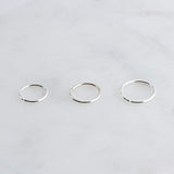 Sterling Silver Mismatched Set of 6 mm, 7 mm and 8 mm Hoop Earrings gauge 20
