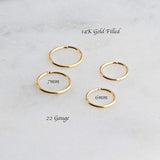 Sol and Venus Gold Filled 2 Pair Set of 6 mm and 7 mm Hoop Earrings gauge 22