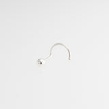 Sterling Silver Nose Screw Stud with Silver Ball for the Left-Right Side