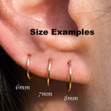 Rose Gold Filled 2 Pair Set of 6 mm and 7 mm Hoop Earrings gauge 22
