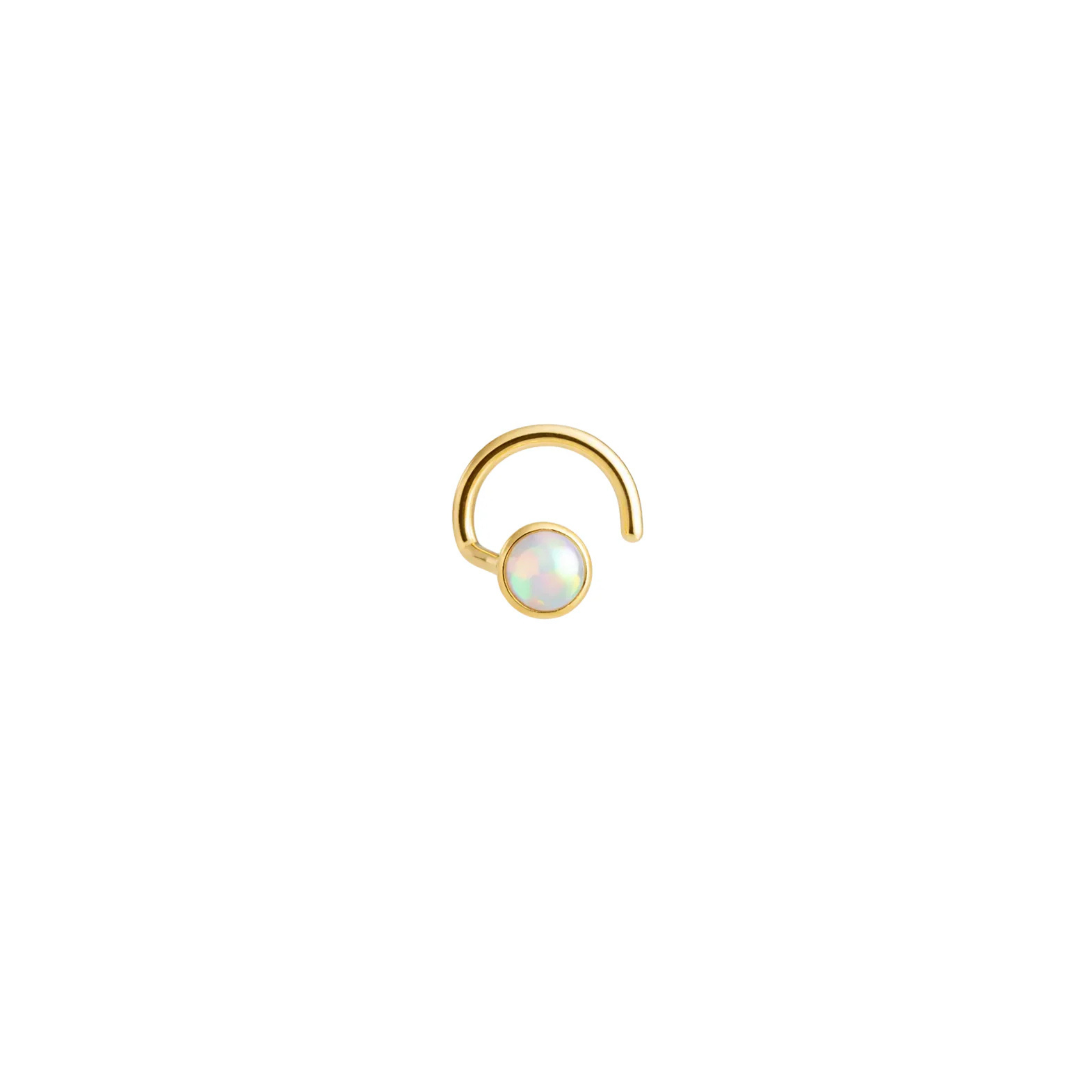 Gold-Filled White Opal Nose Screw