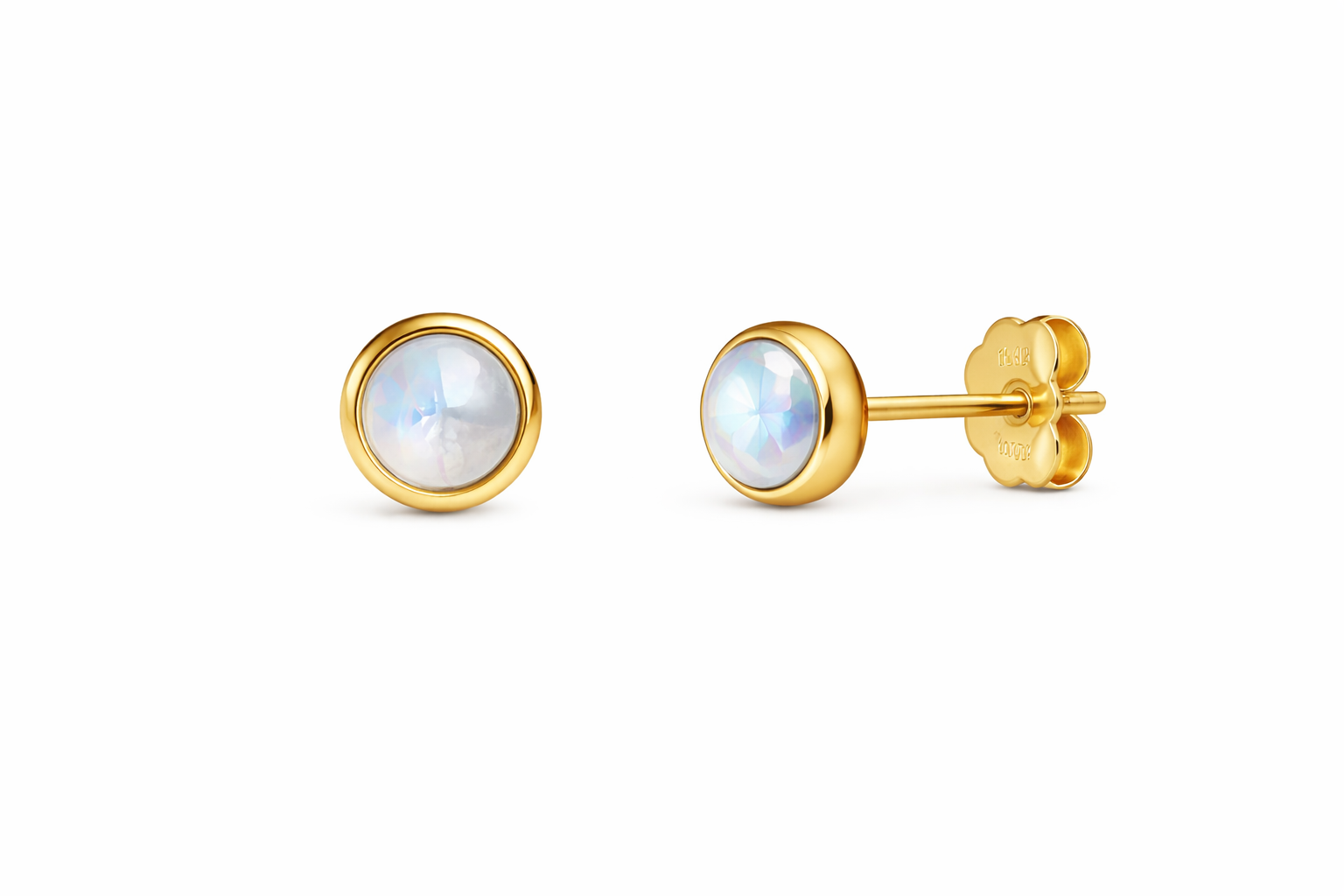 Gold-Filled Moonstone Stud Earrings