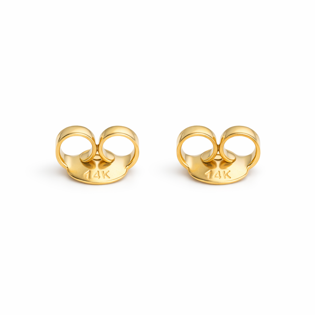 Gold-Filled Red Garnet Cabochon Stud Earrings