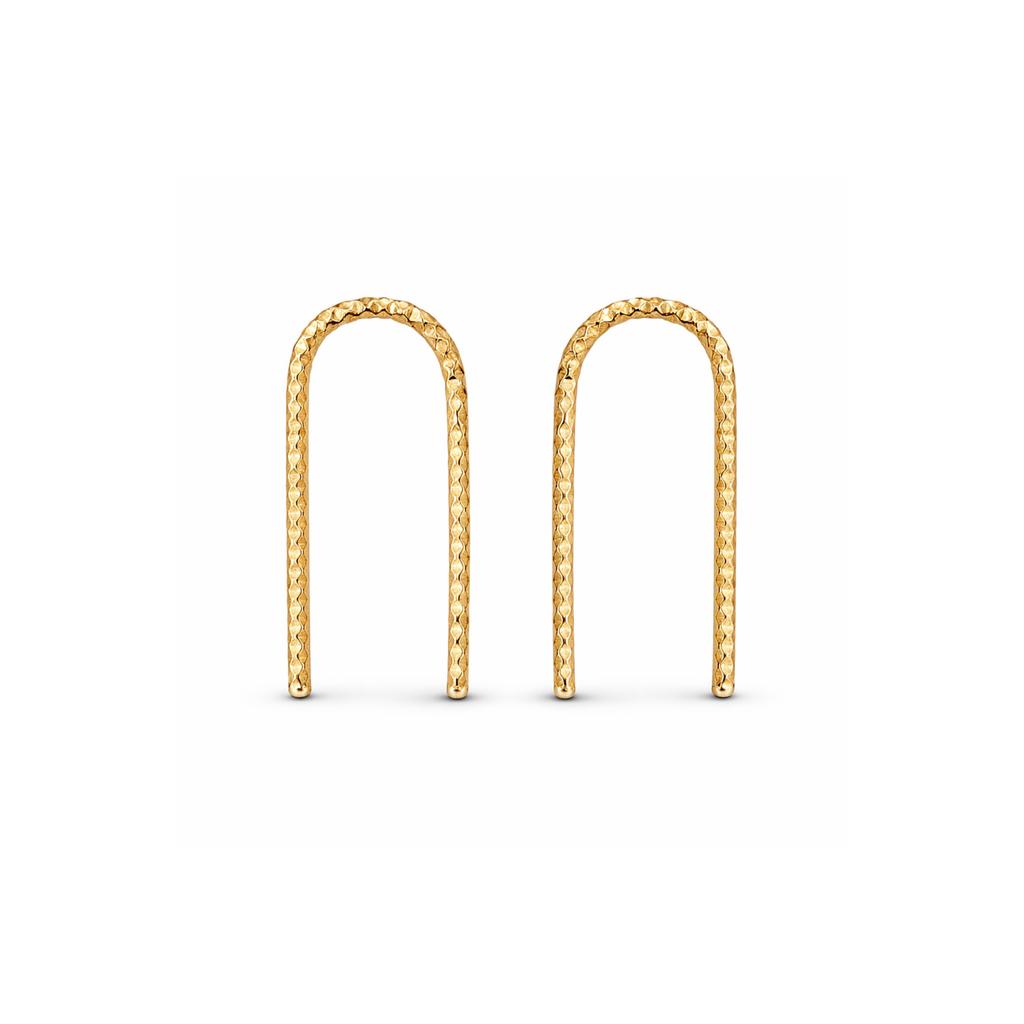 Mini Diamond Cut U Arc Earrings