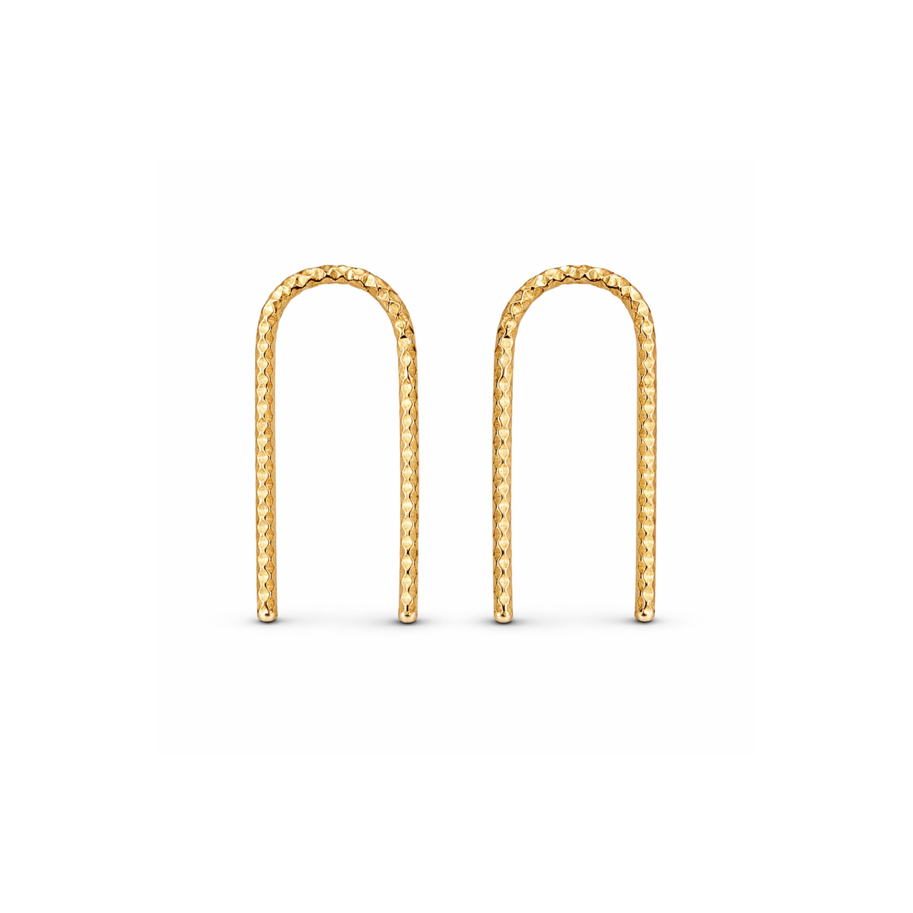 Mini Diamond Cut U Arc Earrings