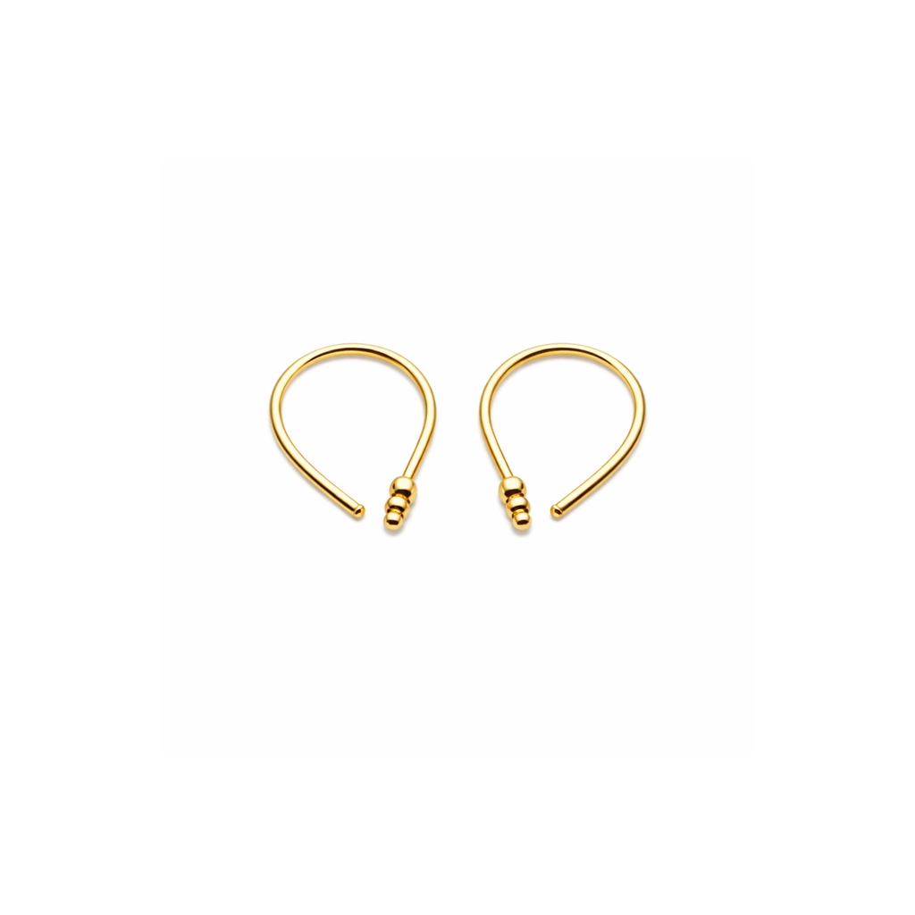 Teardrop Huggie Hoop Earrings with Two Beads