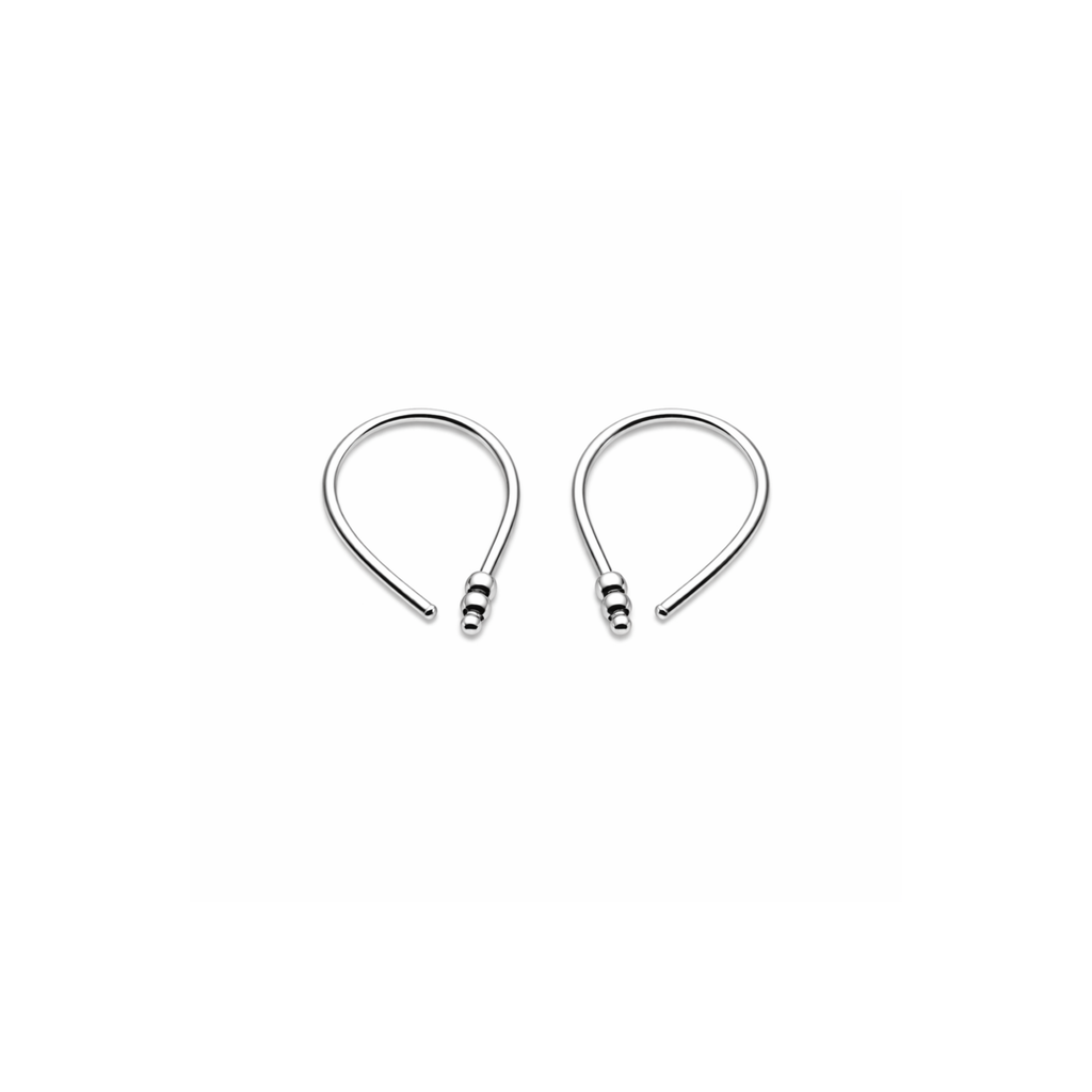 Teardrop Huggie Hoop Earrings with Two Beads