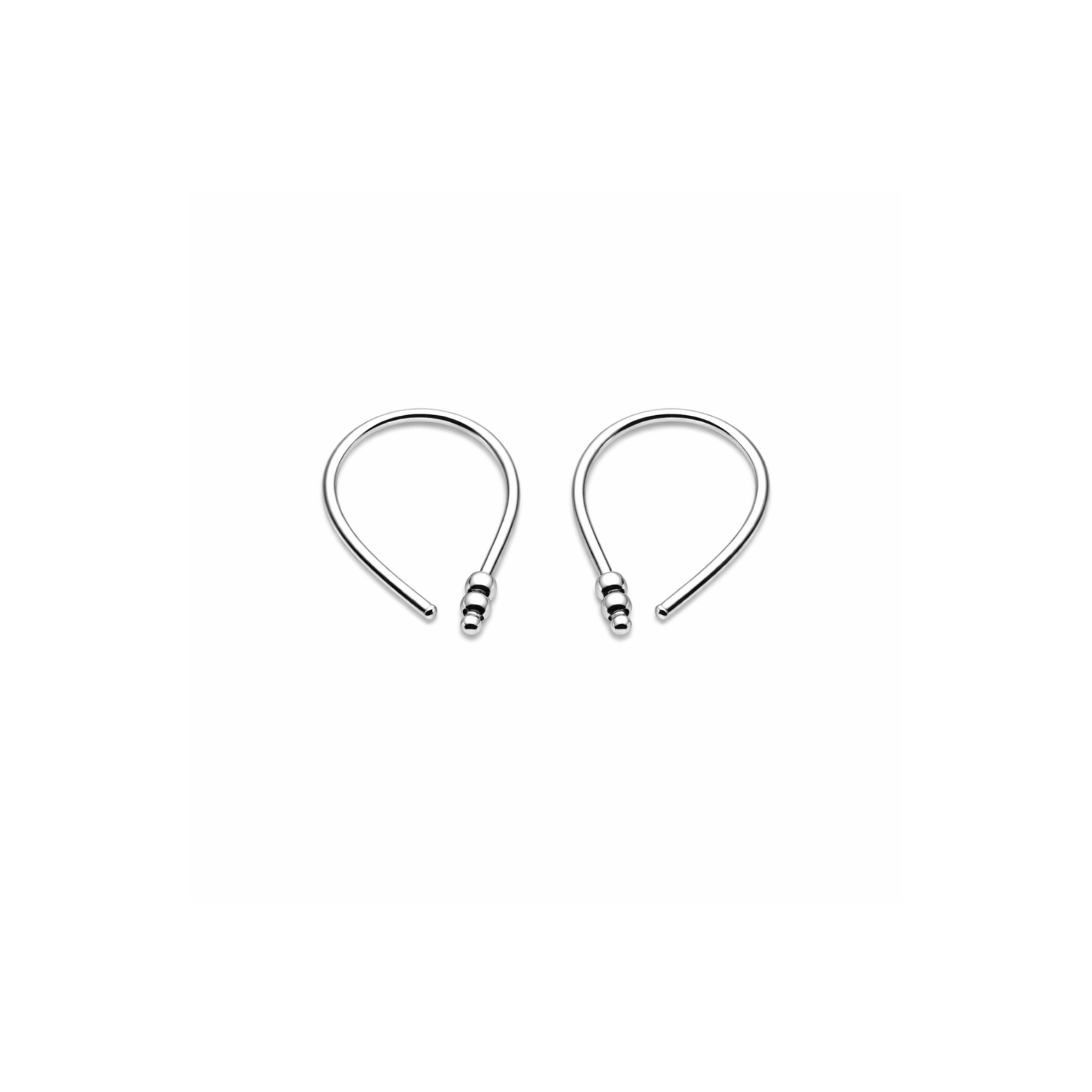 Teardrop Huggie Hoop Earrings with Two Beads