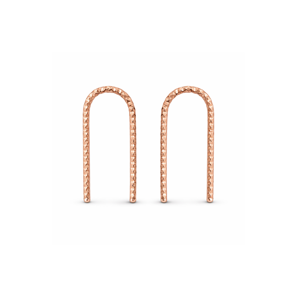 Mini Diamond Cut U Arc Earrings