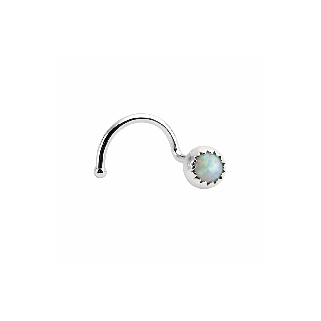 Sterling Silver White Opal Nose Screw