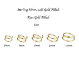 Sol and Venus 22 GA 14K Gold Filled, Silver Double Nose Ring Hoop for Single Piercing Spiral Twist Nose Hoop for Women Girls