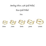 24G Yellow Gold Filled, Rose Gold Filled Double Nose Ring Hoop for Single Piercing Spiral Twist Nose Hoop for Women Girls