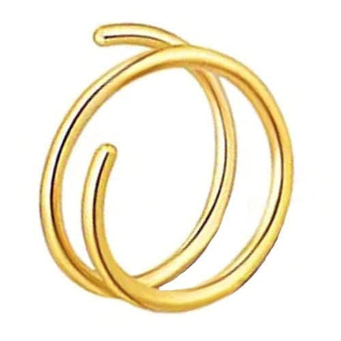 Sol and Venus 22 GA 14K Gold Filled Double Nose Ring Hoop for Single Piercing Spiral Twist Nose Hoop for Women Girls