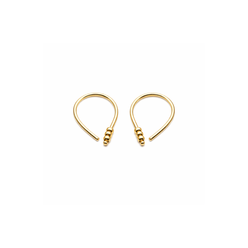 Teardrop Huggie Hoop Earrings with Three Beads