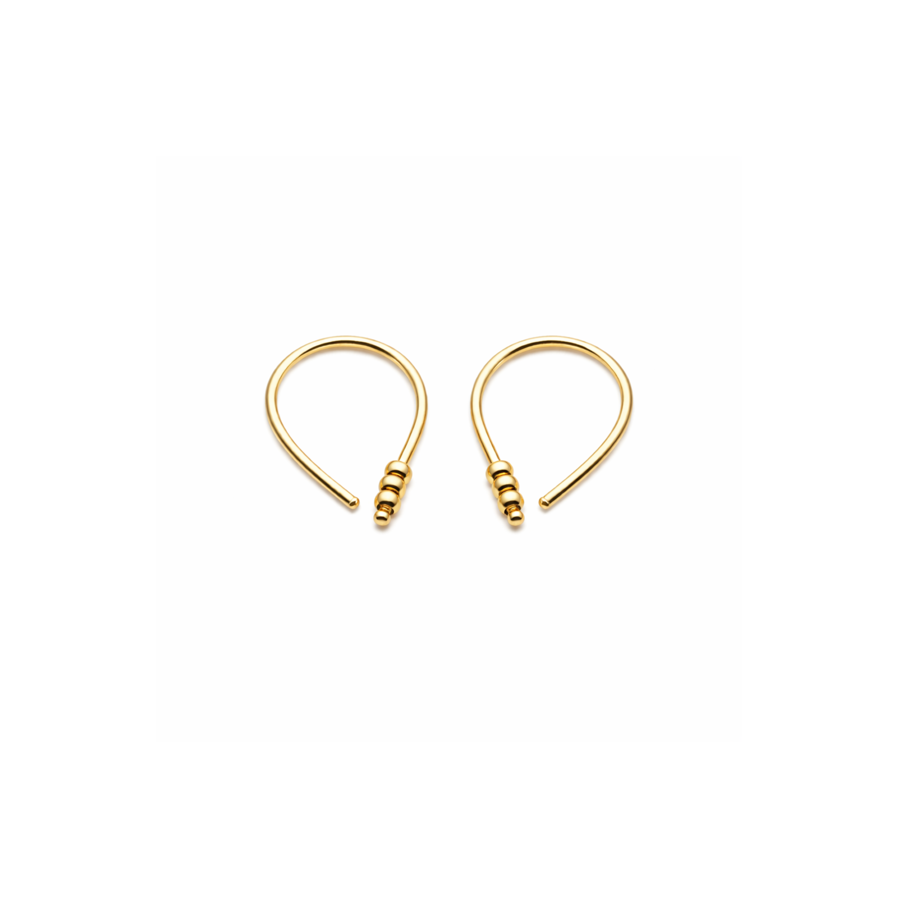 Teardrop Huggie Hoop Earrings with Three Beads