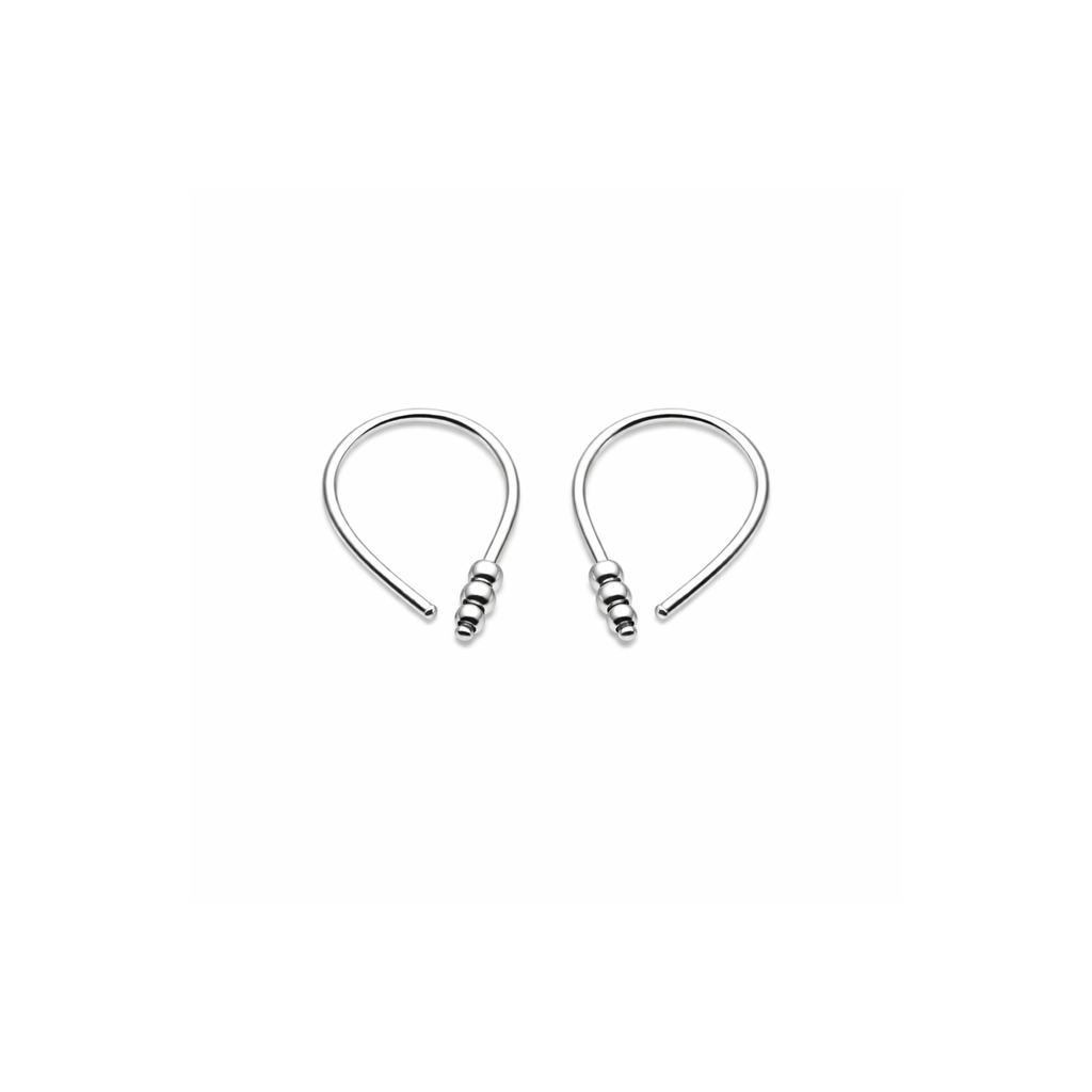 Teardrop Huggie Hoop Earrings with Three Beads
