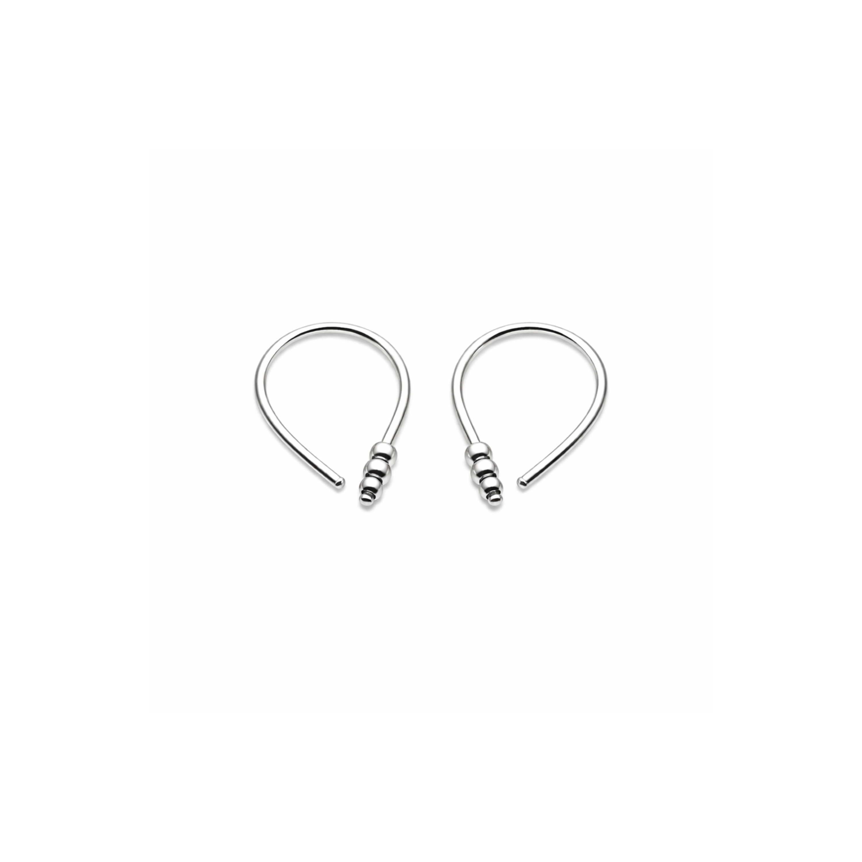 Teardrop Huggie Hoop Earrings with Three Beads