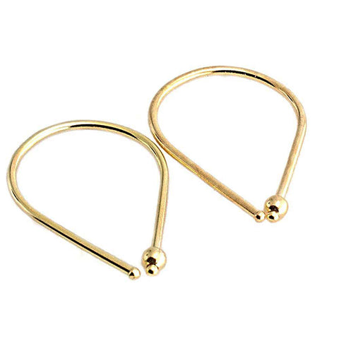 Gold Filled 20 GA Piercing Teardrop Hoop Horseshoe Arc Hook Earrings with 1 Gold-Filled Bead