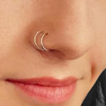 Sol and Venus 22 GA 14K Gold Filled, Silver Double Nose Ring Hoop for Single Piercing Spiral Twist Nose Hoop for Women Girls