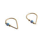 Gold Filled 20 GA Piercing Teardrop Hoop Horseshoe Arc Hook Earrings with Opal