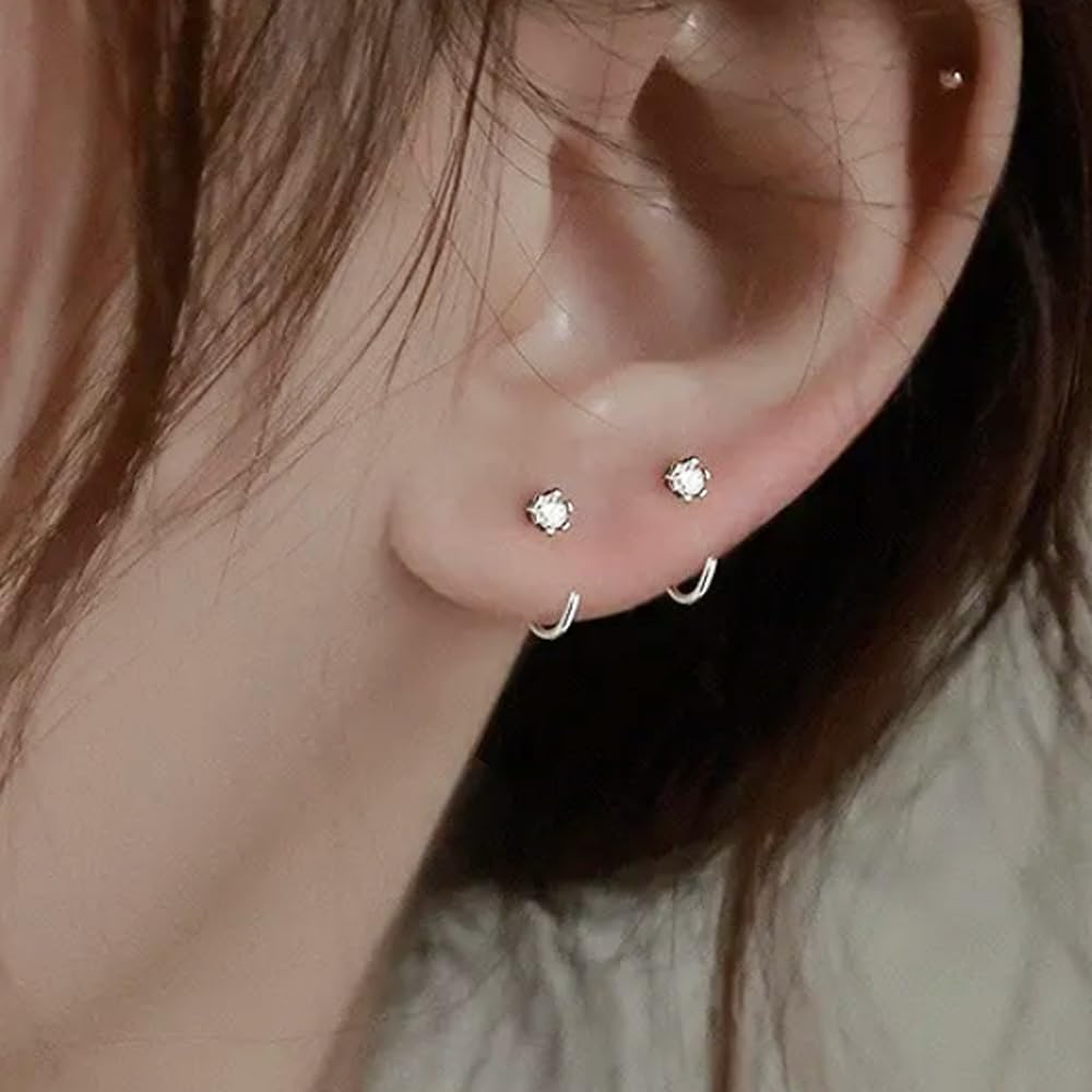 Gold-Filled Cubic Zirconia Small Hoop Huggie Earrings