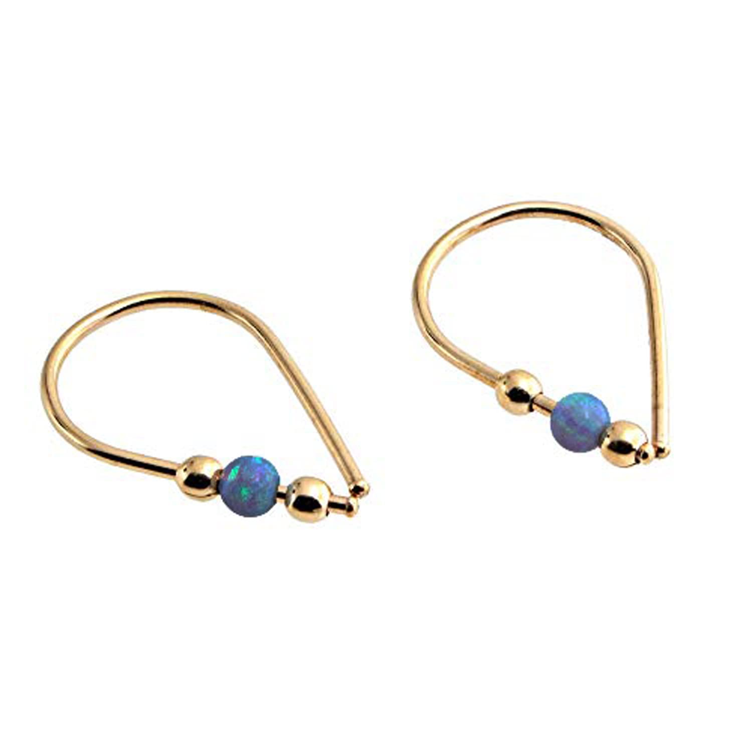 20 GA Gold-Filled with Synthetic Opal Teardrop Hoop Earrings
