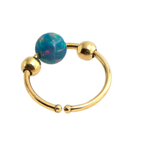 Dark Blue Synthetic Opal Nose Ring - Unique and Eye-Catching Jewelry for Your Nose 7mm