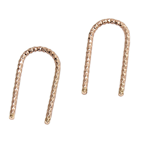 Dangle Rose Gold Filled Open Hoop Threader Huggie Ear Drop Hook Earrings