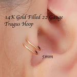 20 GA Gold Filled Double Nose Ring Hoop for Single Piercing Spiral Twist Nose Hoop for Women Girls