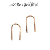 Dangle Rose Gold Filled Open Hoop Threader Huggie Ear Drop Hook Earrings