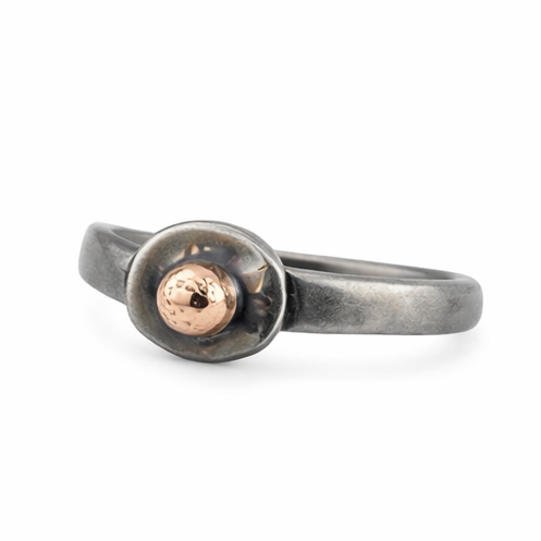 Sterling Silver Rose Gold Dot Ring